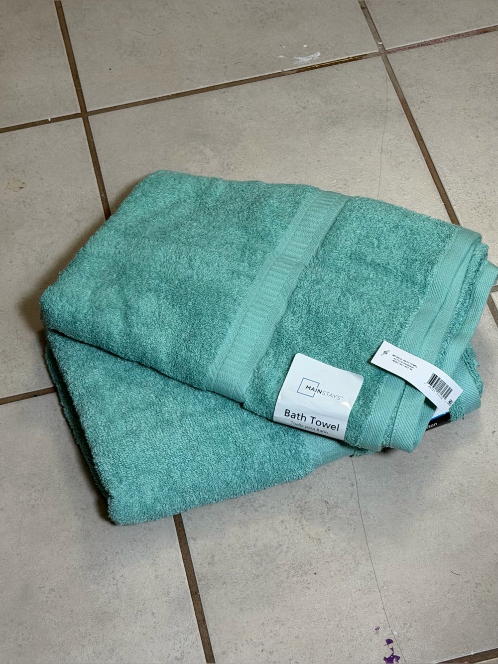 Mainstays Green‎ 2 Bath Towels cotton rich